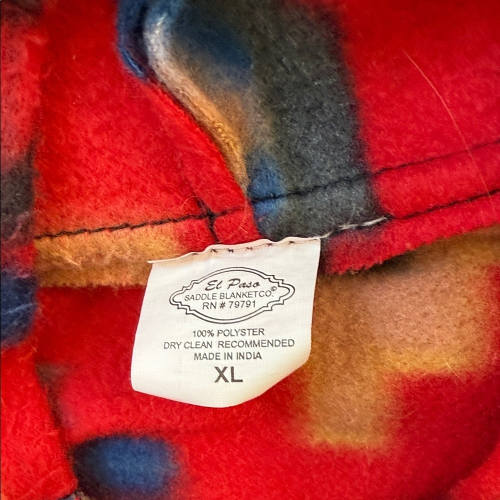 Bold Southwestern Inspired Geometric Navajo Red Sweater With Side Pockets - Picture 7 of 7